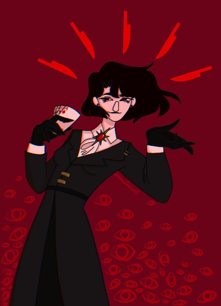 half body cel shaded, simple background